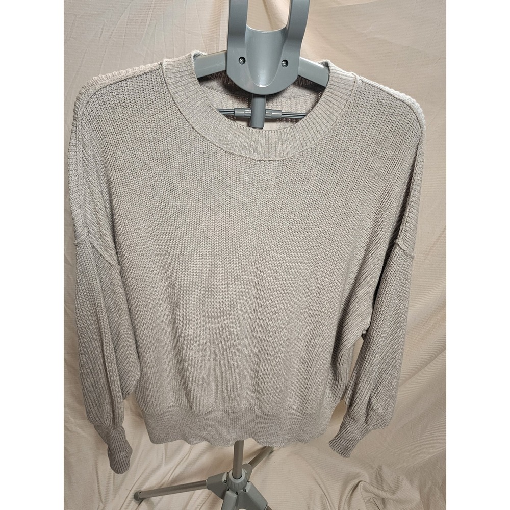 Aerie 100% Cotton Shaker Stitch Knit Oversized Sweater Gray S Coquette